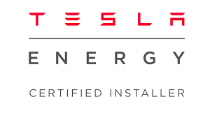 Tesla Energy Certified Installer logo with red TESLA wordmark above ENERGY and 'Certified Installer' text